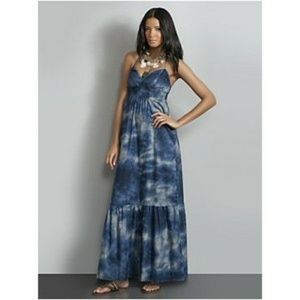 New York & Co. Tie Dye Halter Maxi Tiered Dress